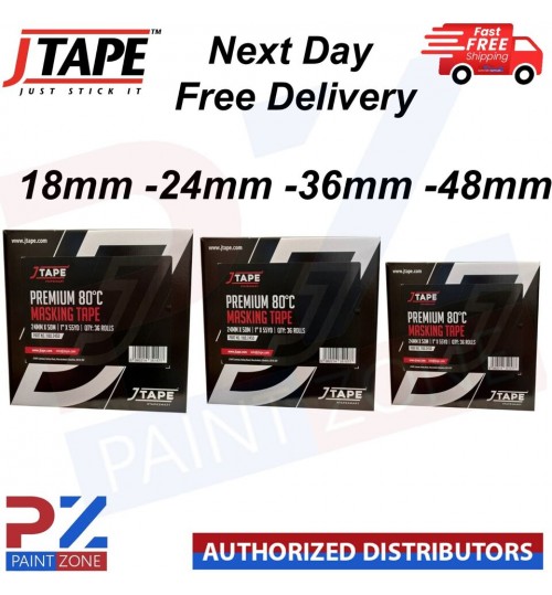 JTAPE PREMIUM MASKING TAPE ROLL 18/24/36/48mm BOX OF 48/36/24/20